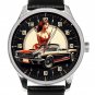 VINTAGE CLASSIC CAR SOLID BRASS COLLECTIBLE WATCH, BLACK & RED MUSTANG HOT ROD