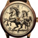 "SECRET DIARY OF LEONARDO" - MEDIEVAL HORSE ART SOLID BRASS COLLECTIBLE WATCH #6