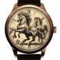 "SECRET DIARY OF LEONARDO" - MEDIEVAL HORSE ART SOLID BRASS COLLECTIBLE WATCH #6
