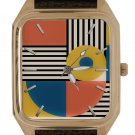 VINTAGE 1923 BAUHAUS MODERNIST PATTERN GLAZED COLOR DIAL SOLID BRASS DECO WATCH