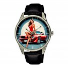 CLASSIC RED 1967 PONTIAC TRANSAM HOT ROD CAR with PINUP BABE, SOLID BRASS WATCH CLASSIC RED 1967 PONTIAC TRANSAM HOT ROD CAR with PINUP BABE, SOLID BRASS WATCH