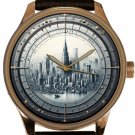 TOKYO CITY SKYLINE CITYSCAPE FUTURISTIC ART SOLID BRASS JAPAN COLLECTIBLE WATCH