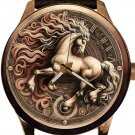 "SECRET DIARY OF LEONARDO" FLAMBOYANT HORSE w FLOWING MANE SOLID BRASS WATCH #22 "SECRET DIARY OF LEONARDO" FLAMBOYANT HORSE w FLOWING MANE SOLID BRASS WATCH #22