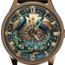 IRIDISCENT METALLIC PEACOCK DIAL MEN'S SOLID BRASS JEWELRY DRESS WATCH IN BRASS IRIDISCENT METALLIC PEACOCK DIAL MEN'S SOLID BRASS JEWELRY DRESS WATCH IN BRASS