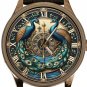IRIDISCENT METALLIC PEACOCK DIAL MEN'S SOLID BRASS JEWELRY DRESS WATCH IN BRASS
