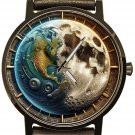 THE EARTH AND THE MOON, DEEPLY SYMBOLIC FUSION ART SOLID BRASS COLLECTIBLE WATCH
