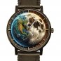 THE EARTH AND THE MOON, DEEPLY SYMBOLIC FUSION ART SOLID BRASS COLLECTIBLE WATCH