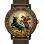 BULLFIGHTING SALVADOR DALI STYLE SURREALISM PICADOR & THE BULL SOLID BRASS WATCH