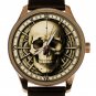 "SECRET DIARY OF LEONARDO DA VINCI" TEMPUS FUGIT SKULL ANATOMY ART BRASS WATCH
