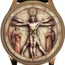 "SECRET DIARY OF LEONARDO DA VINCI" JESUS CHRIST, THE VITRUVIAN MAN, BRASS WATCH "SECRET DIARY OF LEONARDO DA VINCI" JESUS CHRIST, THE VITRUVIAN MAN, BRASS WATCH