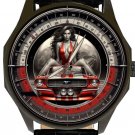 VINTAGE RED MUSTANG CONVERTIBLE HOTROD WITH STUNNING RED BABE CHRONOGRAPH WATCH VINTAGE RED MUSTANG CONVERTIBLE HOTROD WITH STUNNING RED BABE CHRONOGRAPH WATCH