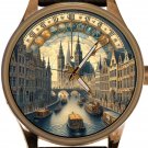 CITY OF AMSTERDAM, NETHERLANDS, MEDIEVAL ARCHITECTURAL STUDY SOLID BRASS WATCH CITY OF AMSTERDAM, NETHERLANDS, MEDIEVAL ARCHITECTURAL STUDY SOLID BRASS WATCH