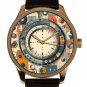 DESIGN CLASSIC SOLID BRASS MEN'S WATCH, VINTAGE 1920s BAUHAUS MODERNIST ART DIAL