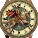 BEAUTIFUL SPANISH BULLFIGHTING MOORISH PICADOR ON HORSE RARE ARTWORK BRASS WATCH