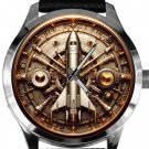 STARSHIP MARS ROCKET STUNNING SILVER & GOLD METALLIC STEAMPUNK ART BRASS WATCH