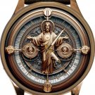THE SACRED HEART OF JESUS METALLIC DIAL SYMBOLIC CHRISTIAN ART SOLID BRASS WATCH