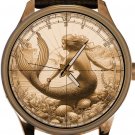 VINTAGE MERMAID ART  COLLECTIBLE ORIGINAL FANTASY SKETCH ART SOLID BRASS WATCH