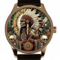 EARTH COLORS NATIVE AMERICAN SHAMAN MEDICINE MAN SIOUX TRIBE SOLID BRASS WATCH