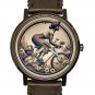 ORIGINAL BLACK AMERICANA 1950s CYCLIST GIRL IN FLANNEL PANTS SOLID BRASS WATCH