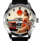 STUNNING VINTAGE 1967 MUSTANG CONVERTIBLE JAPANESE POSTER ART SOLID BRASS WATCH STUNNING VINTAGE 1967 MUSTANG CONVERTIBLE JAPANESE POSTER ART SOLID BRASS WATCH