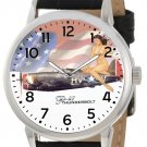 CLASSIC USAAF WW2 PINUP POSTER P47 THUNDERBOLT AVIATION ART BRASS WRIST WATCH CLASSIC USAAF WW2 PINUP POSTER P47 THUNDERBOLT AVIATION ART BRASS WRIST WATCH