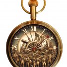 ORIGINAL USA CIVIL WAR COLLAGE ART SOLID BRASS 17 JEWELS MECHANICAL POCKET WATCH