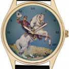 THE LONE RANGER. VINTAGE TEAL COMIC ART COLLECTIBLE ART SOLID BRASS WRIST WATCH THE LONE RANGER. VINTAGE TEAL COMIC ART COLLECTIBLE ART SOLID BRASS WRIST WATCH