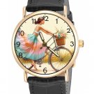 GIRL ON BICYCLE w FLOWERS, BEAUTIFUL VINTAGE SUMMER ART SOLID BRASS LADIES WATCH GIRL ON BICYCLE w FLOWERS, BEAUTIFUL VINTAGE SUMMER ART SOLID BRASS LADIES WATCH
