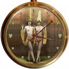 ZIEGFELD FOLLIES / FRENCH CABARET HIGH HATS EROTIC ART SOLID BRASS POCKET WATCh ZIEGFELD FOLLIES / FRENCH CABARET HIGH HATS EROTIC ART SOLID BRASS POCKET WATCh