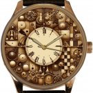 UNIQUE CHESS WATCH POSTMODERN SURREAL PARCHEMENT STYLE METALLIC DIAL SOLID BRASS UNIQUE CHESS WATCH POSTMODERN SURREAL PARCHEMENT STYLE METALLIC DIAL SOLID BRASS