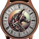 Head of Anubis, Bejewelled Ancient Egypt Hieroglyphics Metallic Dial Brass Watch