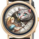 ALICE IN WONDERLAND CHESHIRE CAT CLASSIC SURREAL ART LADIES SOLID BRASS WATCH ALICE IN WONDERLAND CHESHIRE CAT CLASSIC SURREAL ART LADIES SOLID BRASS WATCH
