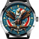 EAGLE SCOUT BOY SCOUTS USA FLAG LARGE 40 mm SOLID BRASS WATCH w GIFT BOX