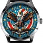 EAGLE SCOUT BOY SCOUTS USA FLAG LARGE 40 mm SOLID BRASS WATCH w GIFT BOX