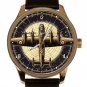 ANTIQUE METALLIC FINISH AVRO LANCASTER WW-II RAF BOMBER ART SOLID BRASS WATCH
