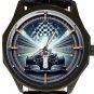 RACE CAR EXTREME CHECKERED FLAG ART SOLID BRASS COLLECTIBLE SPORTS WATCH FOR MEN