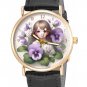HELIOTROPE FLOWER FAIRY ART SOLID BRASS 30mm COLLECTIBLE WATCH FOR WOMEN / GIRLS