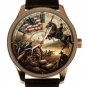 USA Civil War Battle Collage Deep Metallic Colors Solid Brass Historical Watch