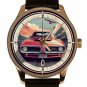 ALL AMERICAN CLASSIC VINTAGE RED PONTIAC FIREBIRD METAL DIAL SOLID BRASS WATCH