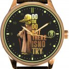 DO OR DO NOT, THERE IS NO TRY. MASTER YODA JEDI STAR WARS ART SOLID BRASS WATCH