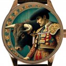 BULLFIGHTING BEAUTIFUL SPANISH EARTH COLORS TOREADOR & BULL MEN'S DRESS WATCH BULLFIGHTING BEAUTIFUL SPANISH EARTH COLORS TOREADOR & BULL MEN'S DRESS WATCH