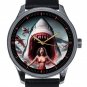 TERRIFIED GIRL IN SEXY RED BIKINI GREAT WHITE SHARK ATTACK JAWS ART BRASS WATCH