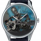 BLACK AMERICA BIG BILL BROONZY FINGER-PICKING BLUES GUITAR ART SOLID BRASS WATCH
