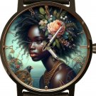 BEAUTIFUL LADY, NUBIAN AFRICAN BLACK ART COLLECTIBLE AFRICANA SOLID BRASS WATCH BEAUTIFUL LADY, NUBIAN AFRICAN BLACK ART COLLECTIBLE AFRICANA SOLID BRASS WATCH