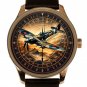 CLASSIC SUNSET COLOURS ROYAL AIR FORCE WW-II SPITFIRE FIGHTER SOLID BRASS WATCH