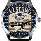 VINTAGE 1970s MUSTANG PARCHMENT ART DIAL SOLID BRASS CAR COLLECTIBLE 40 mm WATCH