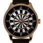 BEAUTIFUL SOLID BRASS MENS WATCH with CLASSIC DART BOARD ART + PINEWOOD GIFT BOX