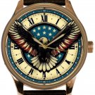 VINTAGE USA PATRIOTISM AMERICAN EAGLE w SPREADED WINGS SOLID BRASS MEN'S WATCH