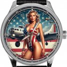 VINTAGE BABE PINUP ART B-17 FLYING FORTRESS WW2 USAAF B17 SILVER BOMBER WATCH