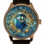 CLASSIC BLUE & GOLD DOCTOR WHO TARDIS SPACE ART SOLID BRASS COLLECTIBLE WATCH